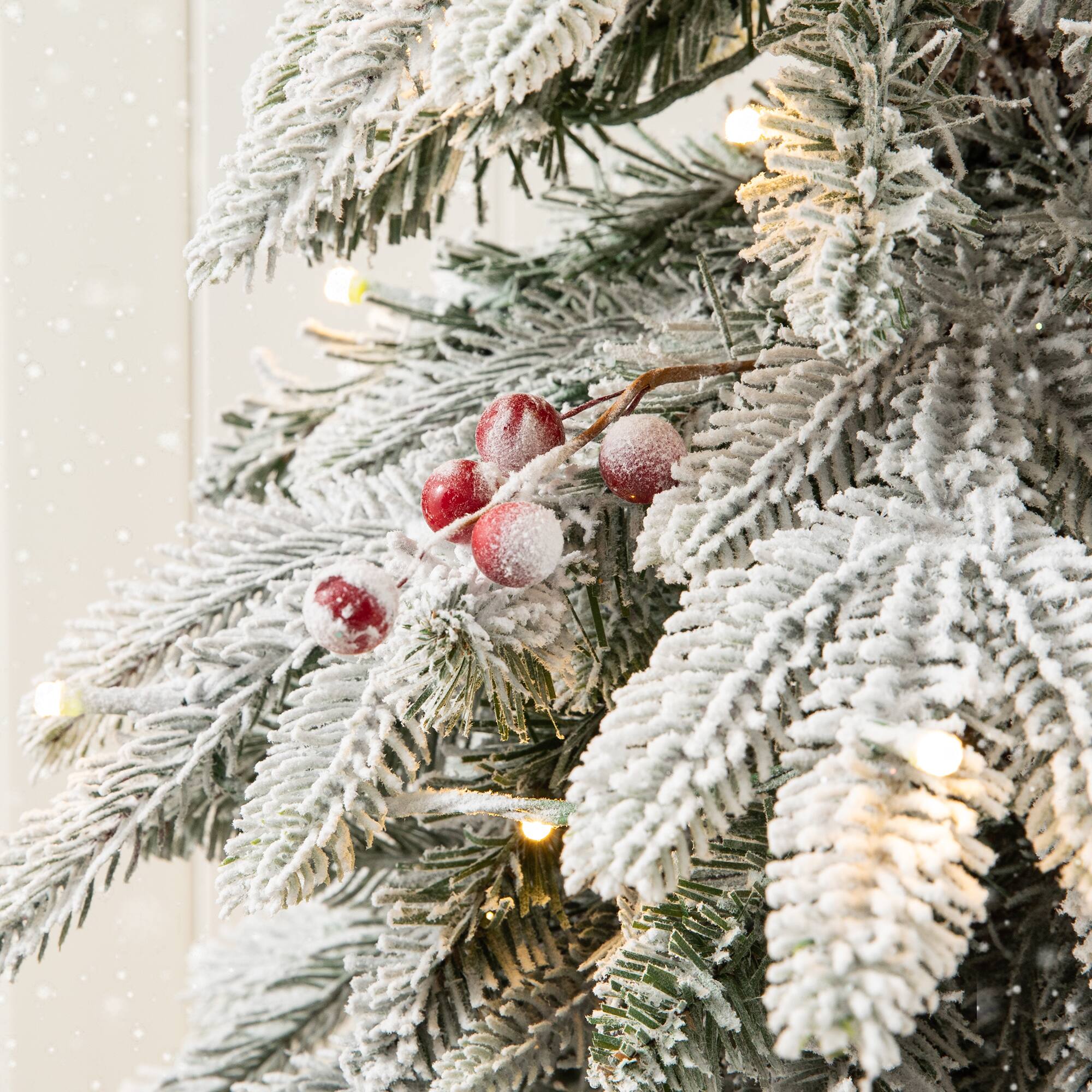 2 Pack 5ft. Pre-Lit Flocked Fir Artificial Christmas Porch Tree in Planter, Warm White Lights